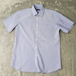 Elle Homme Mens Short Sleeve Button Down Shirt Light Blue Size 100 Large Pocket